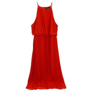 Sam Edelman Orange Pleated Midi Dress | Size 10